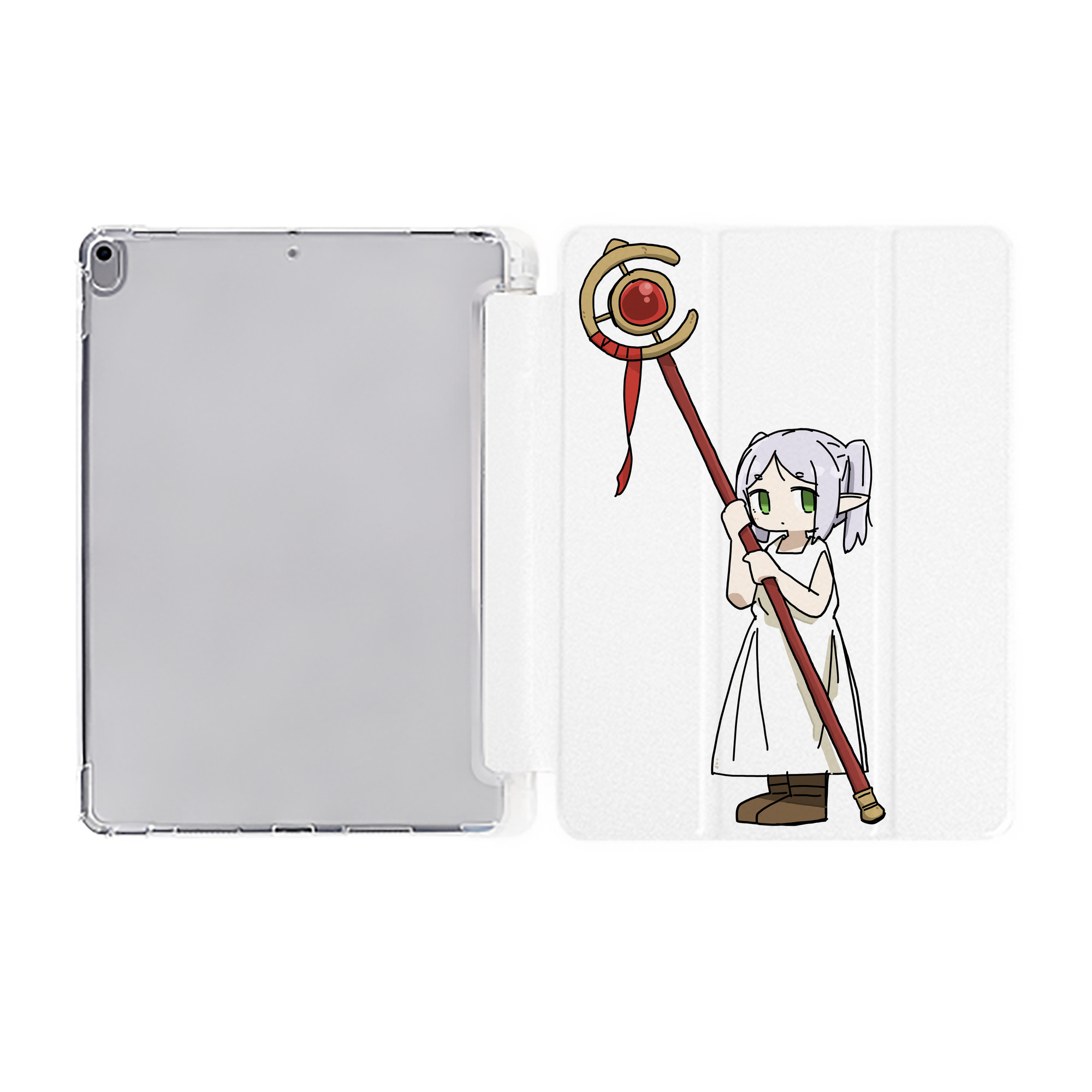 （画像用） 葬送のフリーレン Frieren IPad ケース ペン収納付き 三つ折りスタンド PUレザー×シリコン 対応機種9.5/10.5/10.9インチ